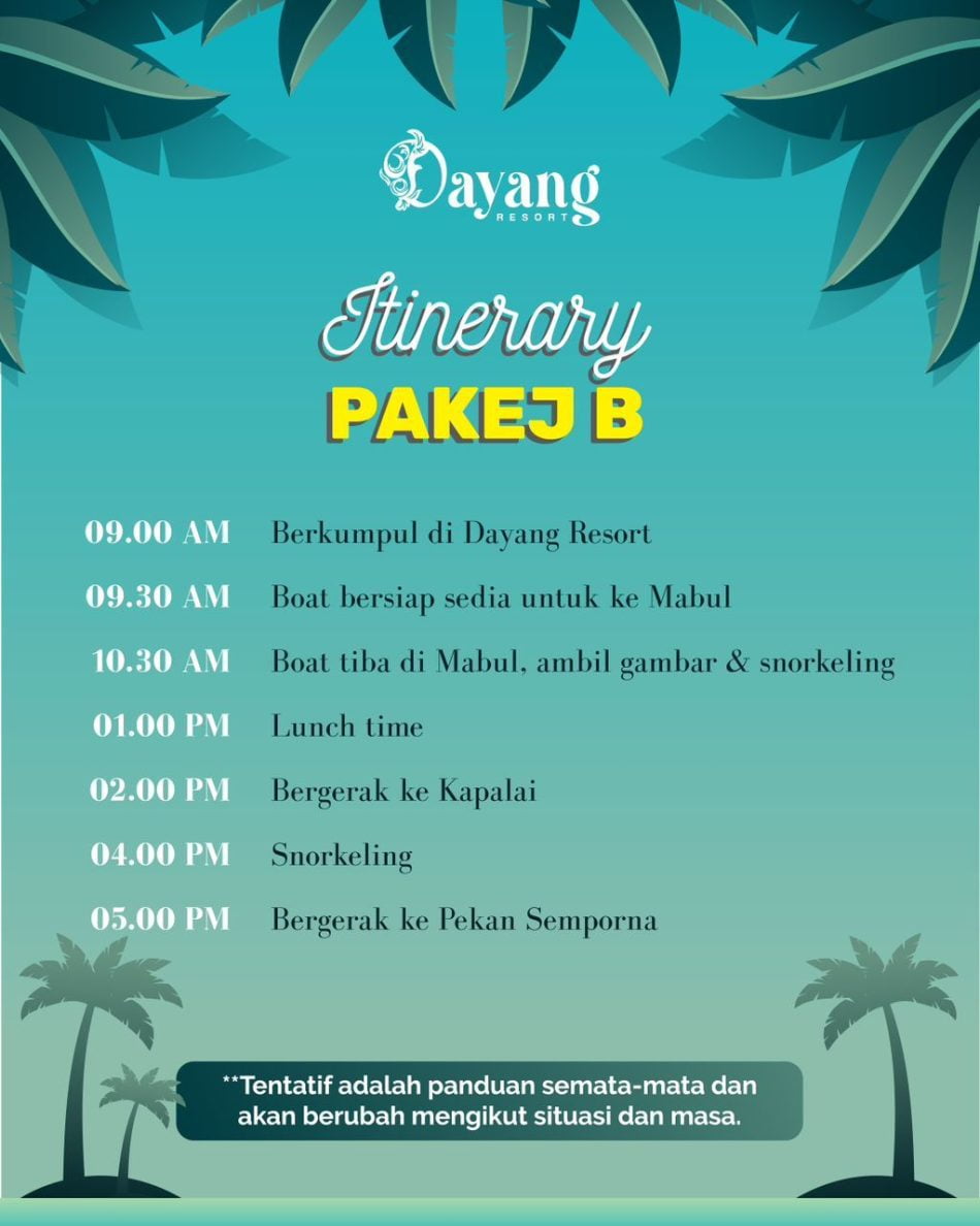 Island Hopping – Pakej B (Mabul Island & Kapalai) – Adult